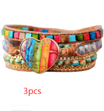 7 Chakra Leather Wrapped Bracelet