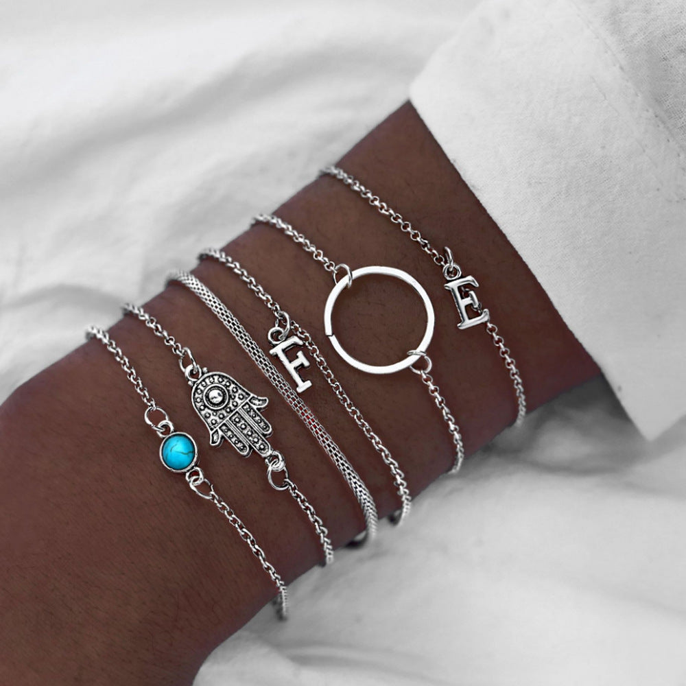 Four-piece Black PearlLove Leaf Lotus Bracelet Combination