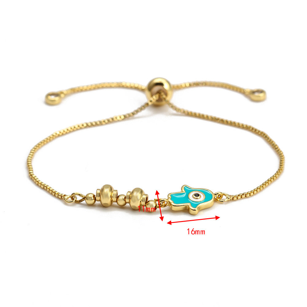 EVIL EYE Fatima Hand Tree Turkish Evil Eye Charm Bracelet Gold Color Adjustable Bracelet Fashion Jewelry for Women Girls BE149