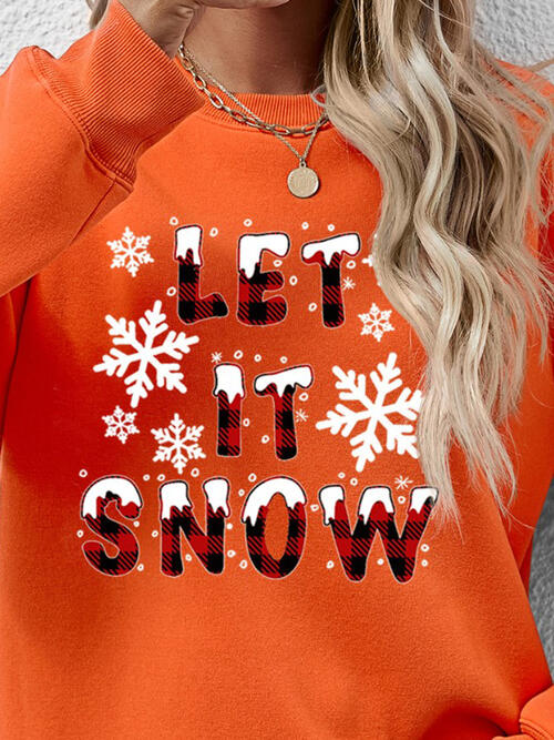 LET IT SNOW Round Neck Long Sleeve Sweatshirt